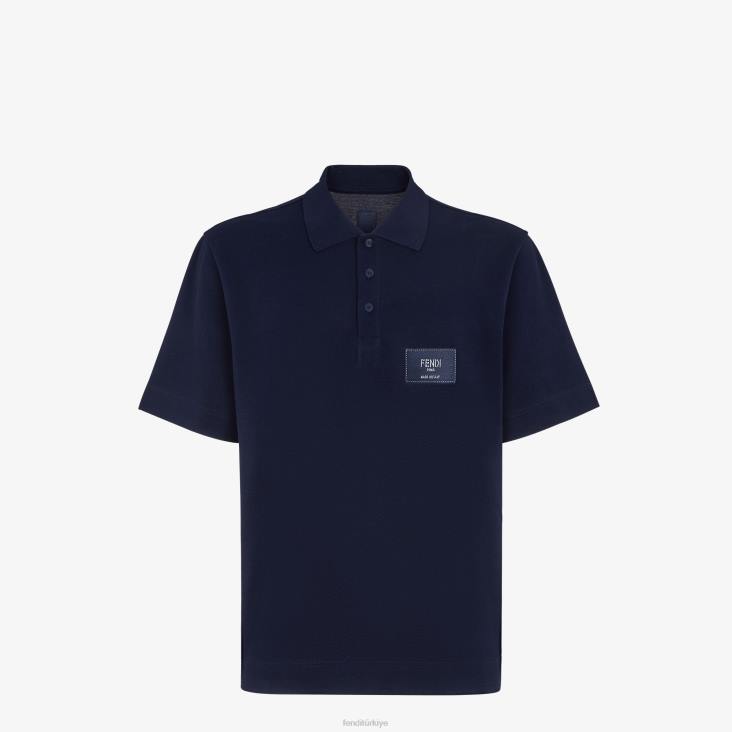 erkekler giyim Fendi 4VXX2143 pamuk polo gomlek mavi 4VXX2143 Avangart tasar m Fendi Turkiye Fendi canta kusursuz i cili i sergiliyor